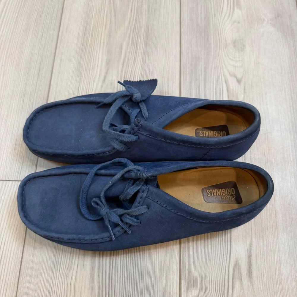 Clarks Originals Wallabees Mens 9 Navy Blue Nubuck Leather Moccasin 261225827080